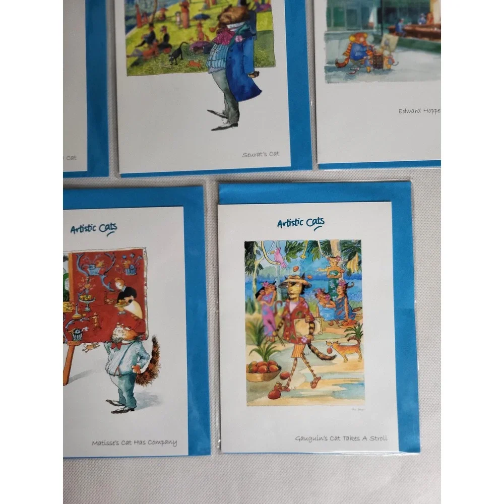 Artistic Cats Blank Note Cards Set of 10 Famous Art Parody Stationery OS